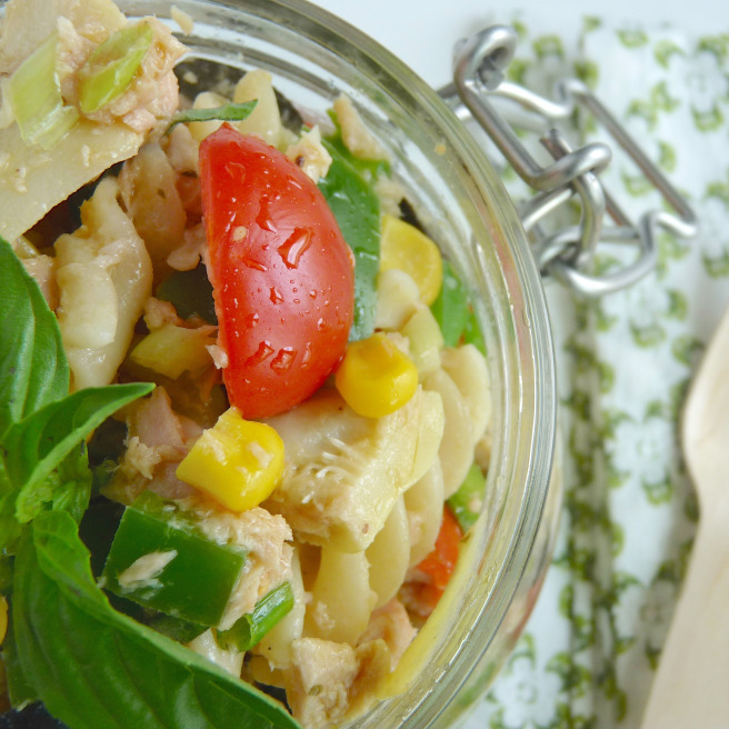 close up tuna pasta salad